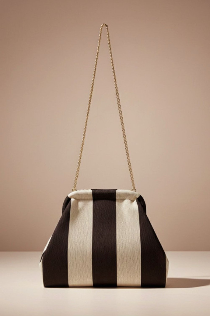 Bolso Cluth Moda Rayas Marrón - Imagen 1