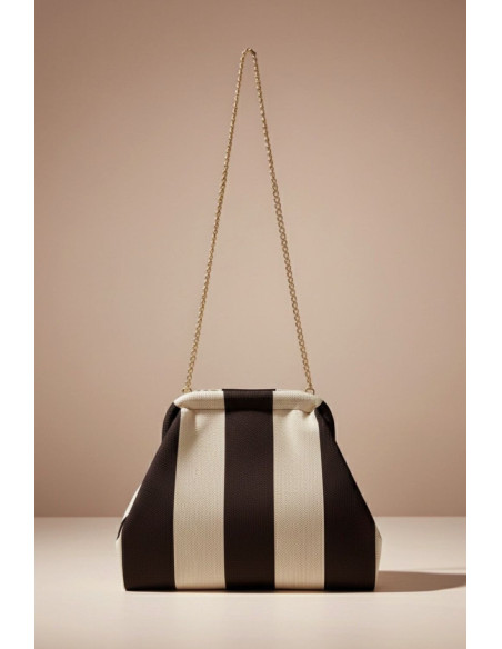 Bolso Cluth Moda Rayas Marrón - Imagen 1