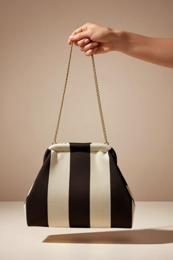 Bolso Cluth Moda Rayas Marrón - Imagen 2