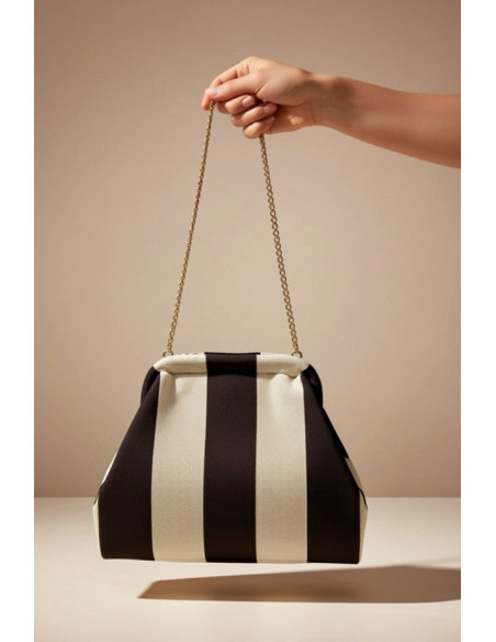 Bolso Cluth Moda Rayas Marrón - Imagen 2