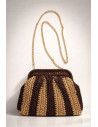 Bolso Cluth Moda Rayas Brillo Marrón