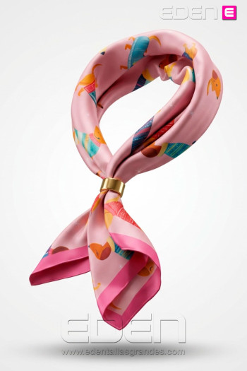 Pañuelo Seda Teckel Rosa - Imagen 1