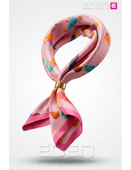 Pañuelo Seda Teckel Rosa - Imagen 1