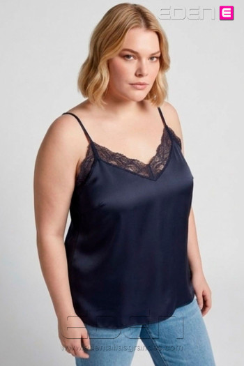 Top Lencero Raso Marino Valeria Milano - Imagen 1