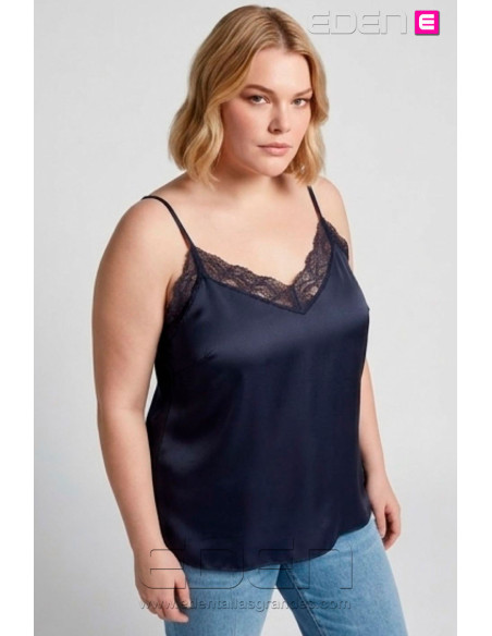 Top Lencero Raso Marino Valeria Milano - Imagen 1