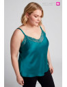 Top Lencero Raso Verde Esmeralda Profundo Valeria Milano