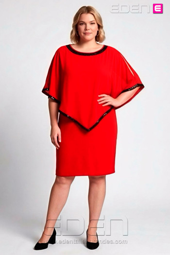 Vestido Capa Lentejuelas Rojo Noa Sasa - Imagen 1