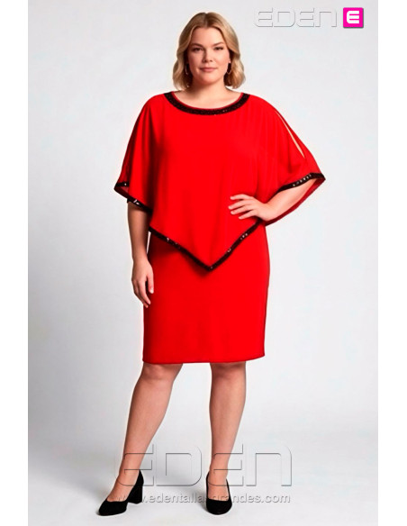 Vestido Capa Lentejuelas Rojo Noa Sasa - Imagen 1