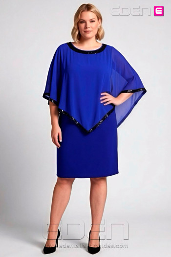 Vestido Capa Lentejuelas Azul Noa Sasa - Imagen 1