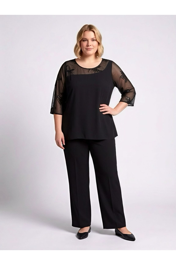 Blusa Bordado Tul Negro Noa Sasa - Imagen 2