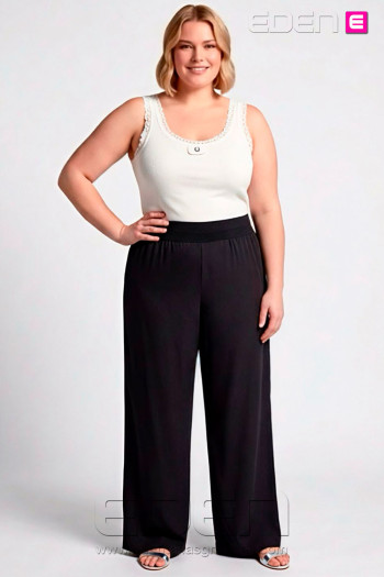 Pantalón Palazzo Gasa Negro Velika - Imagen 2