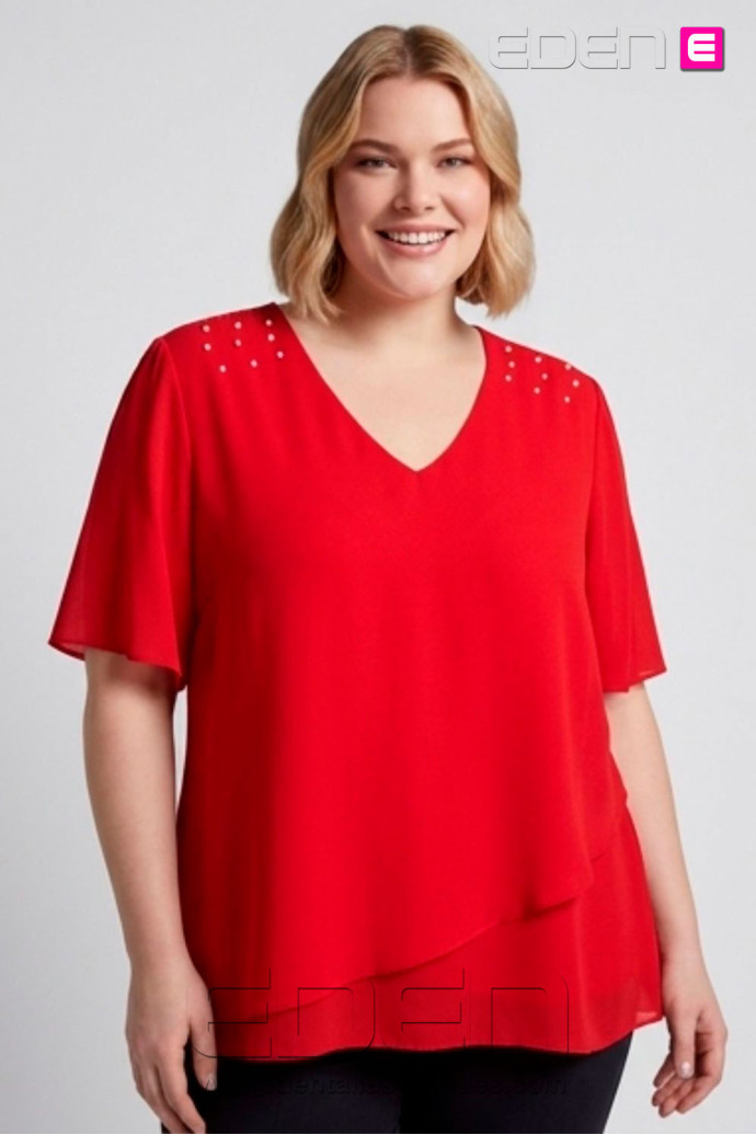 Blusa Perlas Rojo Velika - Imagen 1