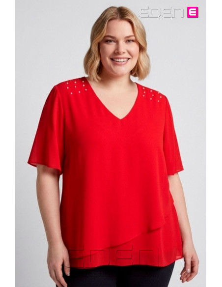 Blusa Perlas Rojo Velika - Imagen 1