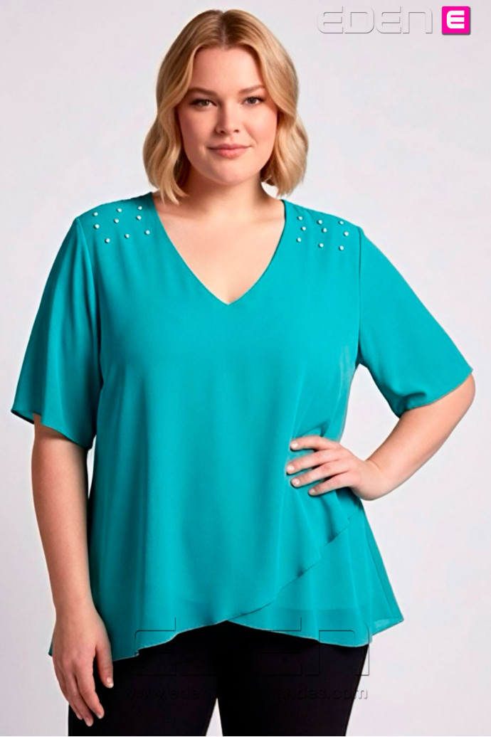 Blusa Perlas Verde Agua Velika - Imagen 1