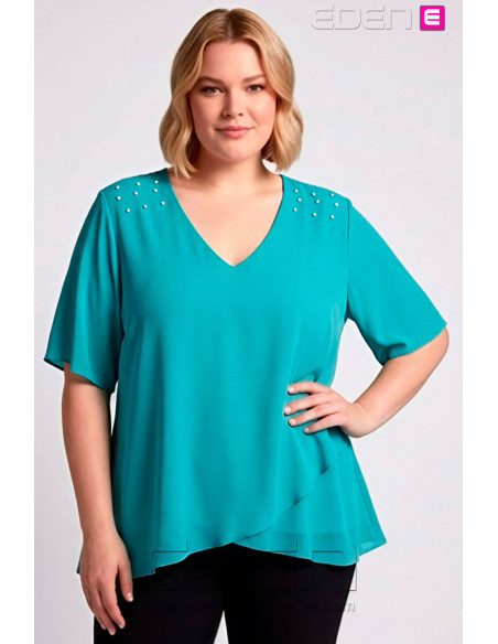 Blusa Perlas Verde Agua Velika - Imagen 1