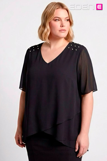 Blusa Perlas Negro Velika - Imagen 1