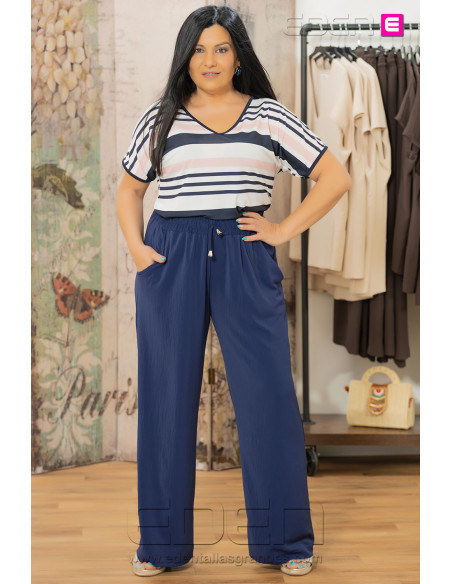 Pantalón Satin Navy Lux Indra - Imagen 2
