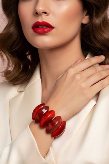 Pulsera Elástica Mármol Rojo - Imagen 1