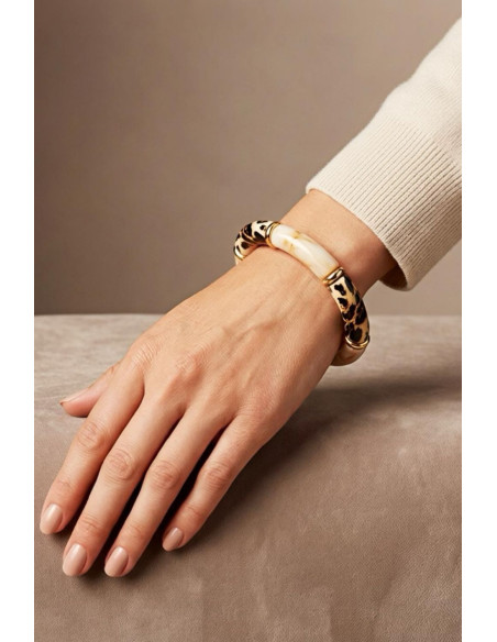 Pulsera Elastica Safari Chic Nacar - Imagen 1