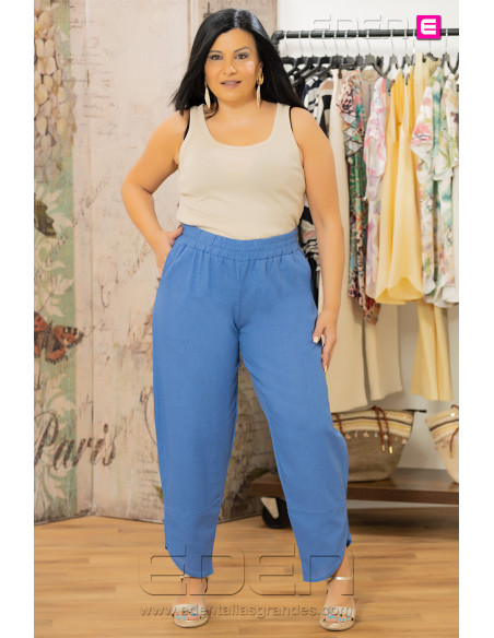 Pantalón Lino Azul Velika - Imagen 2