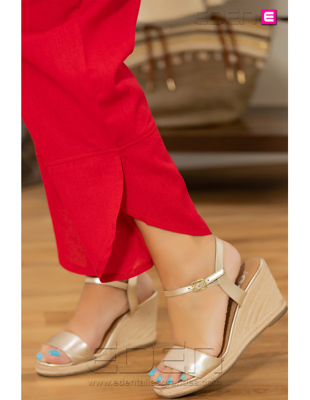 Pantalón Lino Rojo Velika - Imagen 3