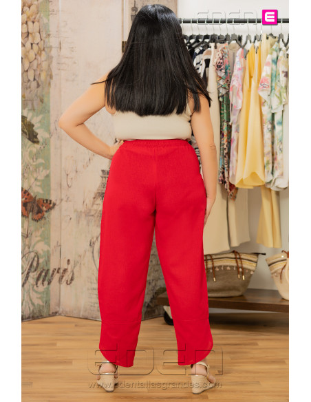 Pantalón Lino Rojo Velika - Imagen 4