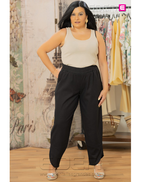 Pantalón Lino Negro Velika - Imagen 2