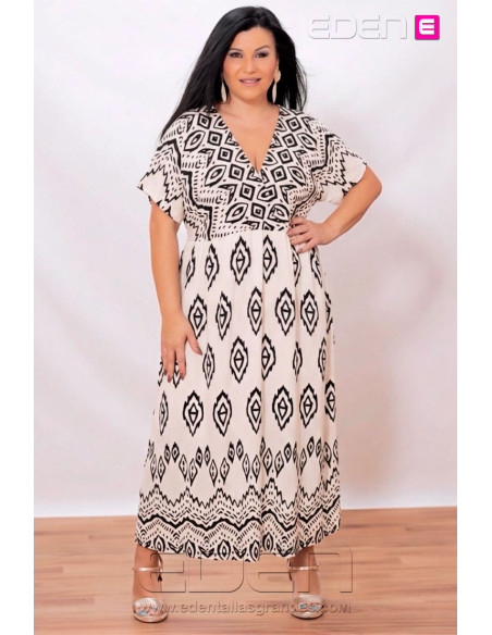 Vestido Tribal Luxe Fondo Blanco - Imagen 1