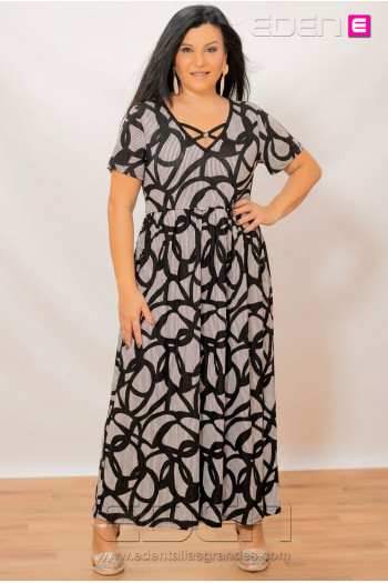 Vestido Luna Estampado Blanco Y Negro Velika - Imagen 1