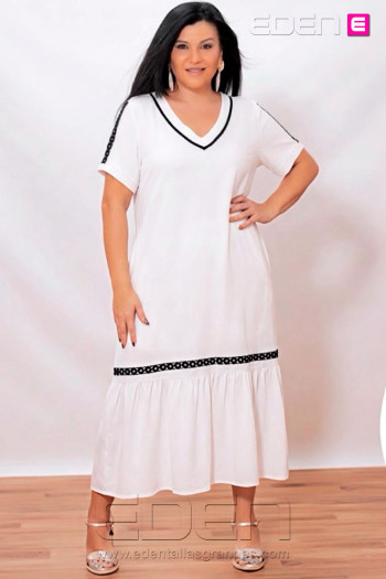 Vestido Pasamaneria Blanco Velika - Imagen 1