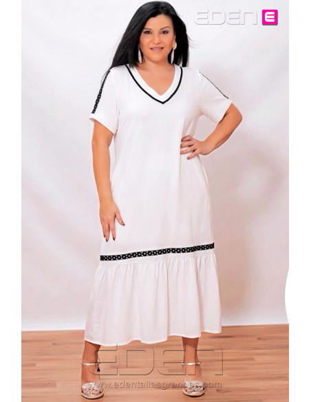 Vestido Pasamaneria Blanco Velika - Imagen 1