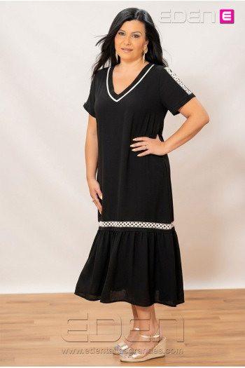 Vestido Pasamaneria Negro Velika - Imagen 1