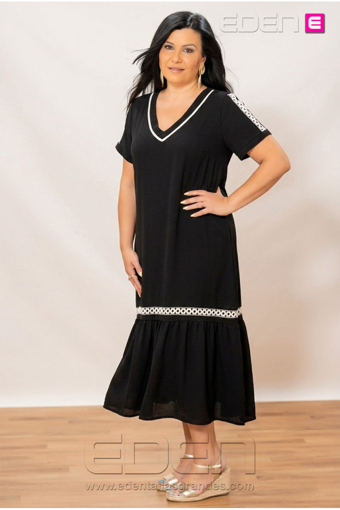 Vestido Pasamaneria Negro Velika - Imagen 1