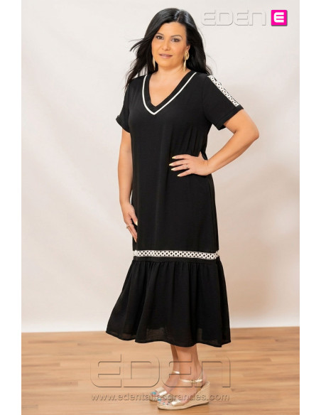 Vestido Pasamaneria Negro Velika - Imagen 1