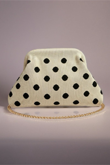 Bolso Cluth Moda Lunares Beige y Negro - Imagen 1