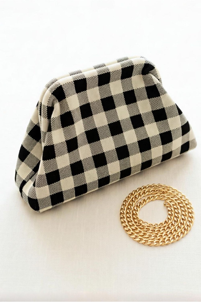 Bolso Cluth Moda Cuadros Blanco y Negro - Imagen 1