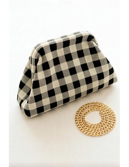 Bolso Cluth Moda Cuadros Blanco y Negro - Imagen 1