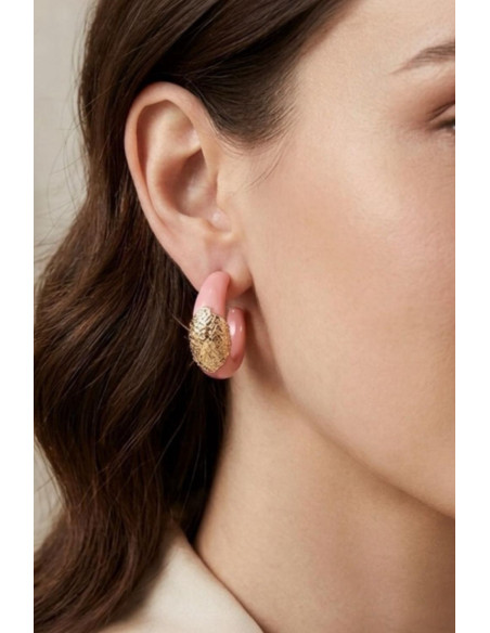 Pendientes Aros Rosa Dorada - Imagen 1