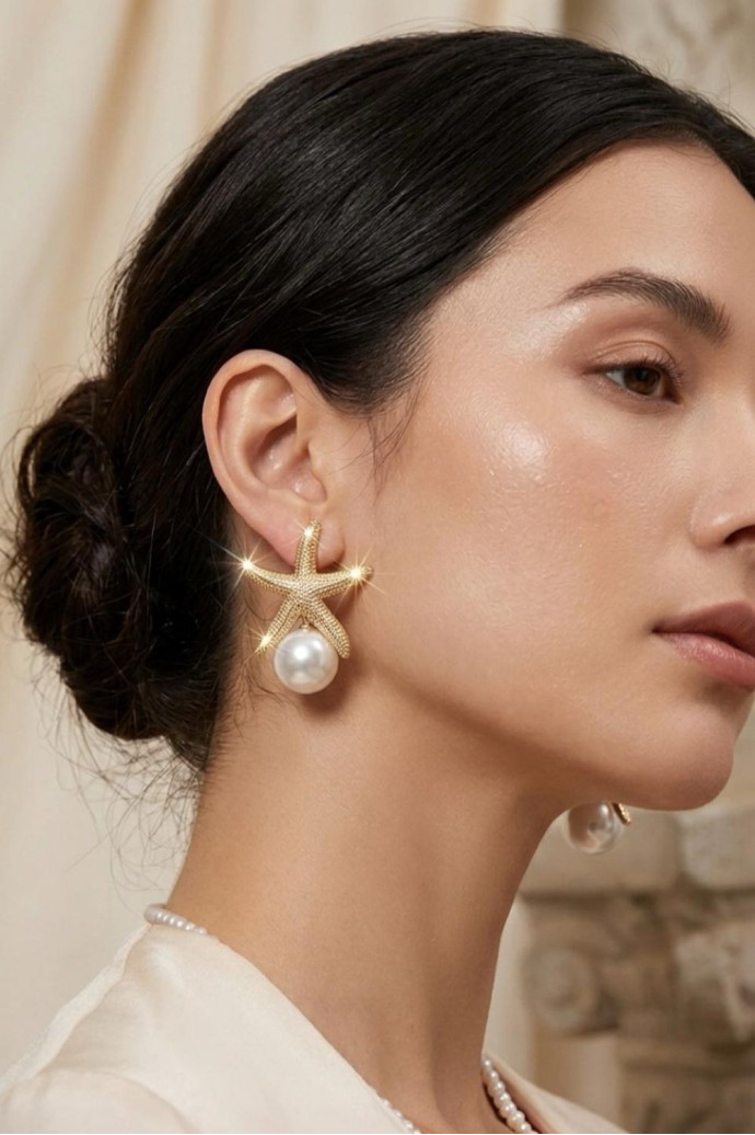 Pendientes Perla Estrella de Mar - Imagen 1