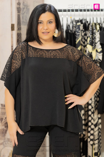 Blusa Pañuelo Georgia Negro Con Alma - Imagen 1