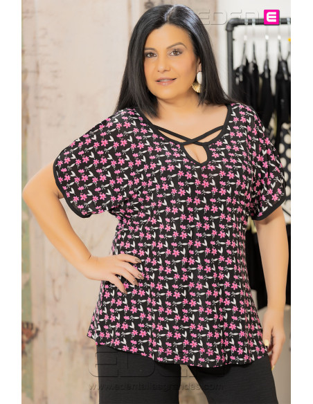 Camiseta Flores Rosa Velika - Imagen 1