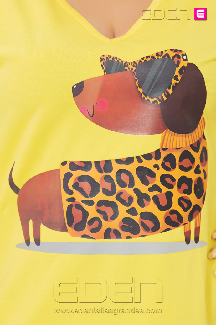 Camiseta Teckel Print Amarillo - Imagen 2