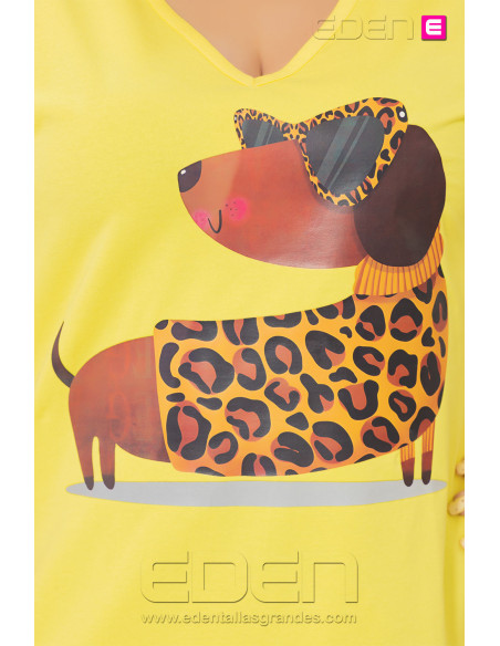 Camiseta Teckel Print Amarillo - Imagen 2
