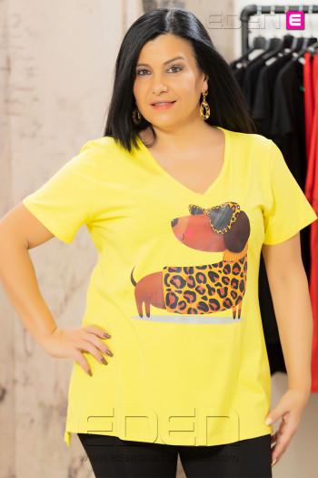 Camiseta Teckel Print Amarillo - Imagen 1