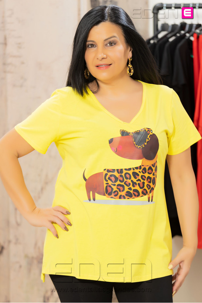 Camiseta Teckel Print Amarillo - Imagen 1