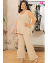 Pantalón Botones Beige Con Alma