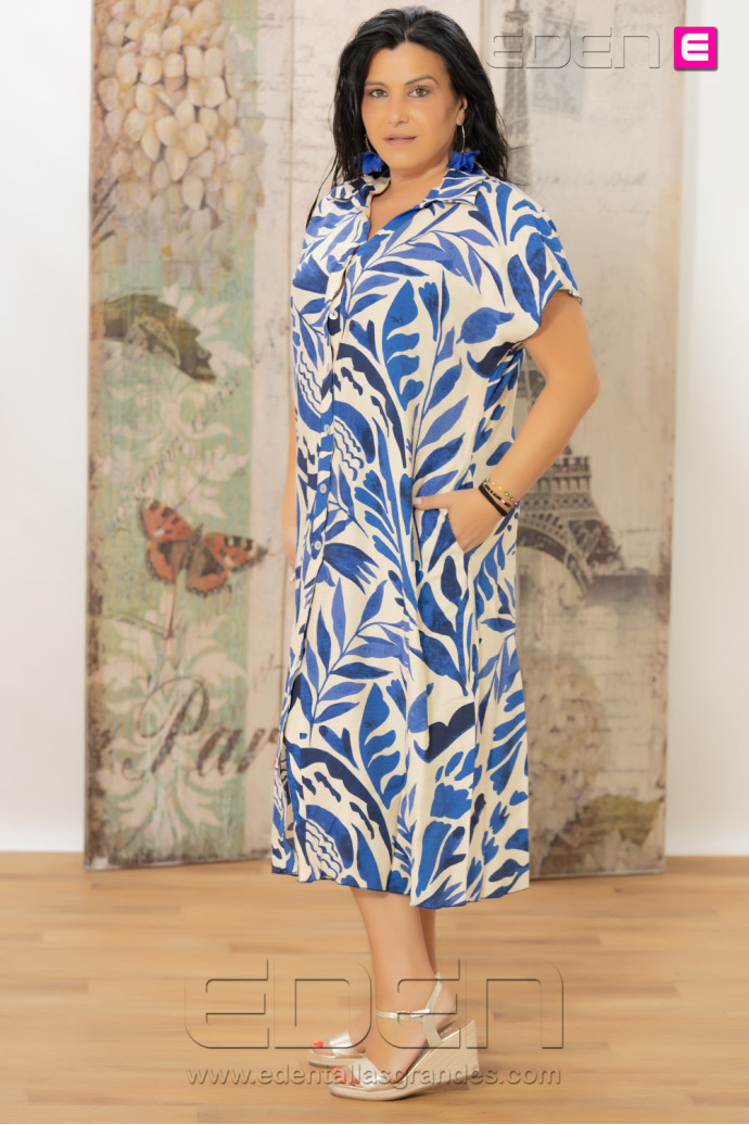 Vestido Camisero Formentera Azul Indra - Imagen 2