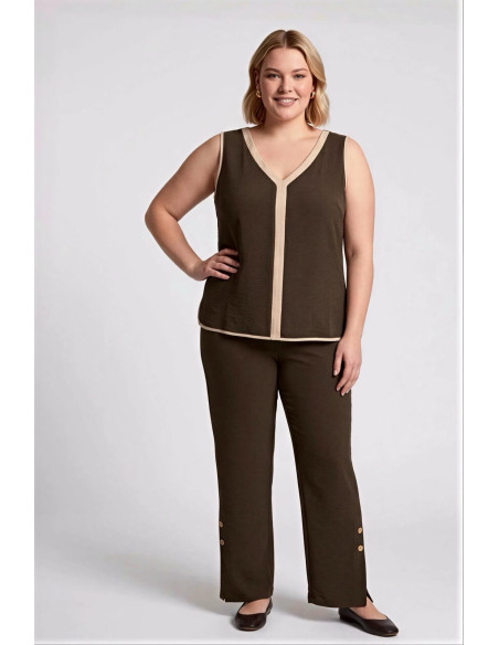 Pantalón Botones Marrón Con Alma - Imagen 1