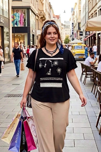 Camiseta Fiore Negro Indra - Imagen 1