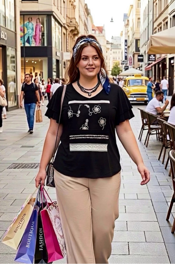 Camiseta Fiore Negro Indra - Imagen 1
